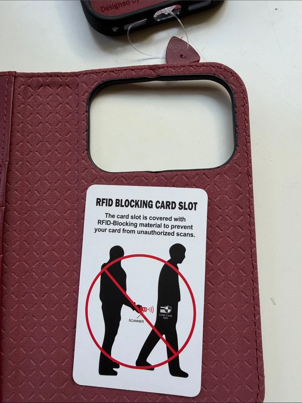 Burgundy Phone Wallet Case with Card Slot iPhone 17